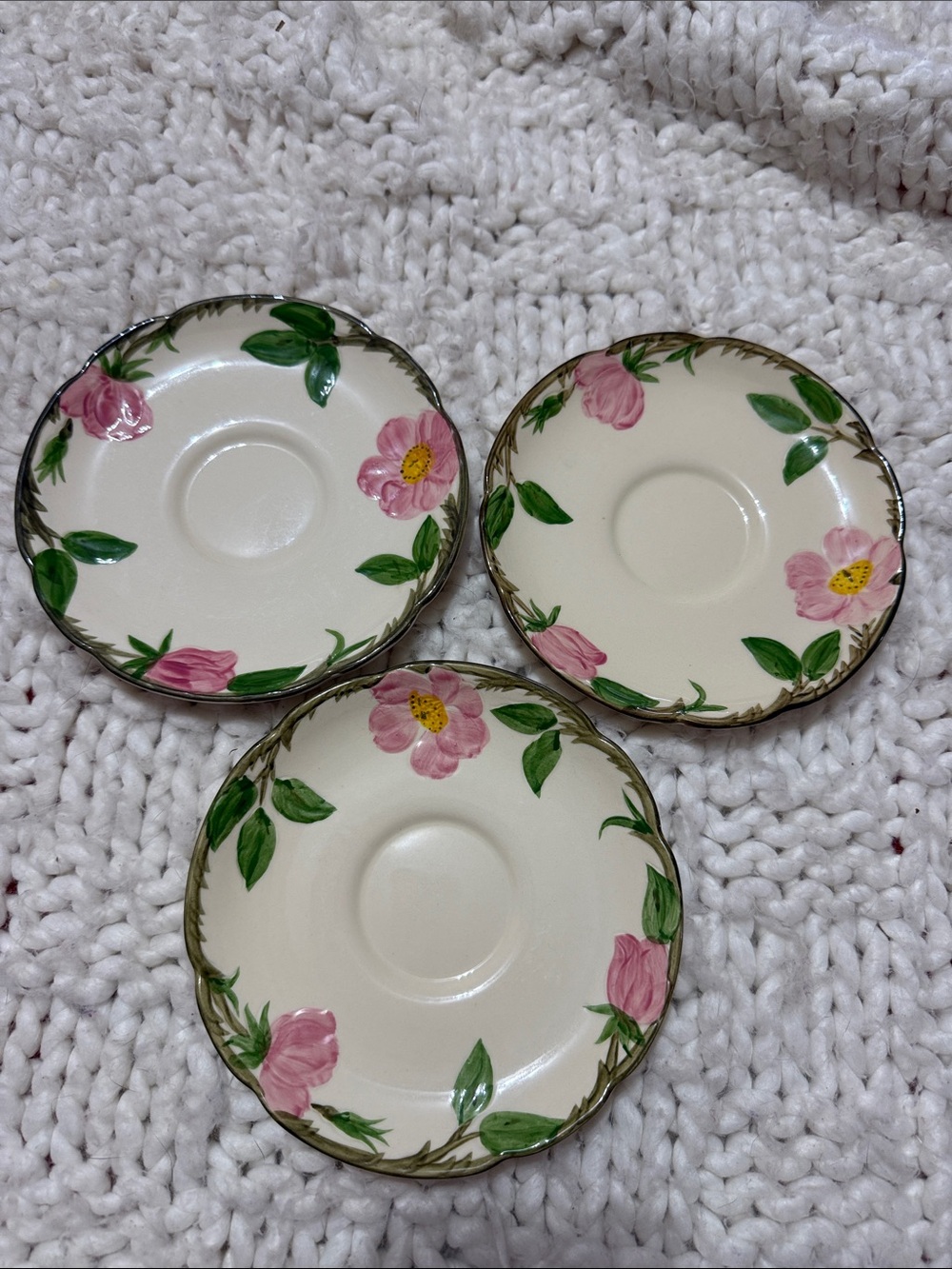 RARE!! Large 7” Saucers FRANCISCAN DESERT ROSE USA Set of 3